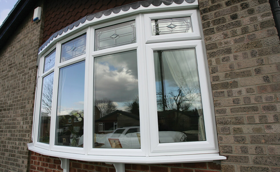 White uPVC bow window