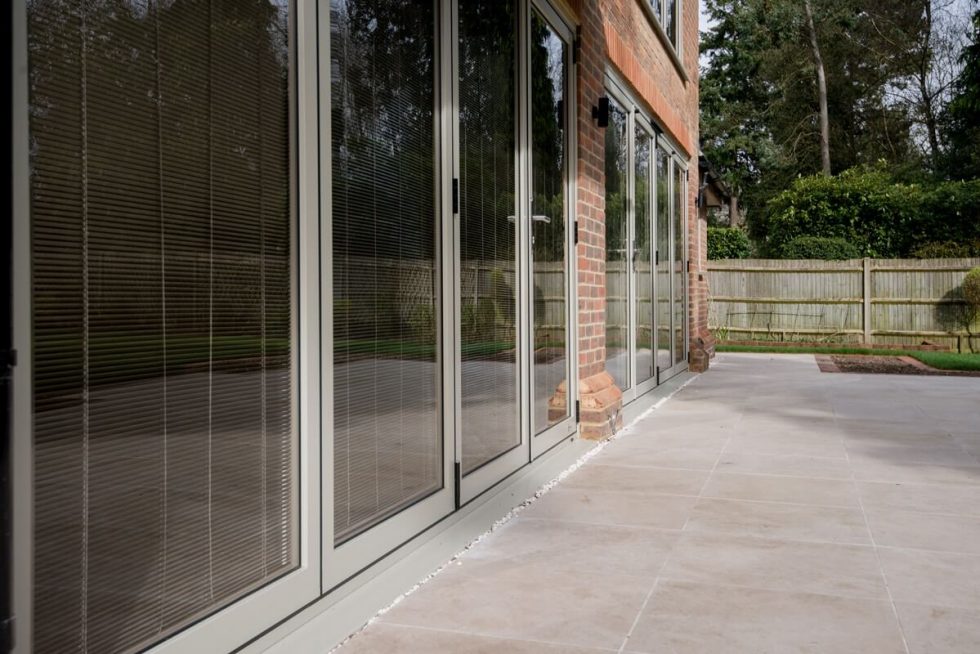 Large grey aluminium bifold door