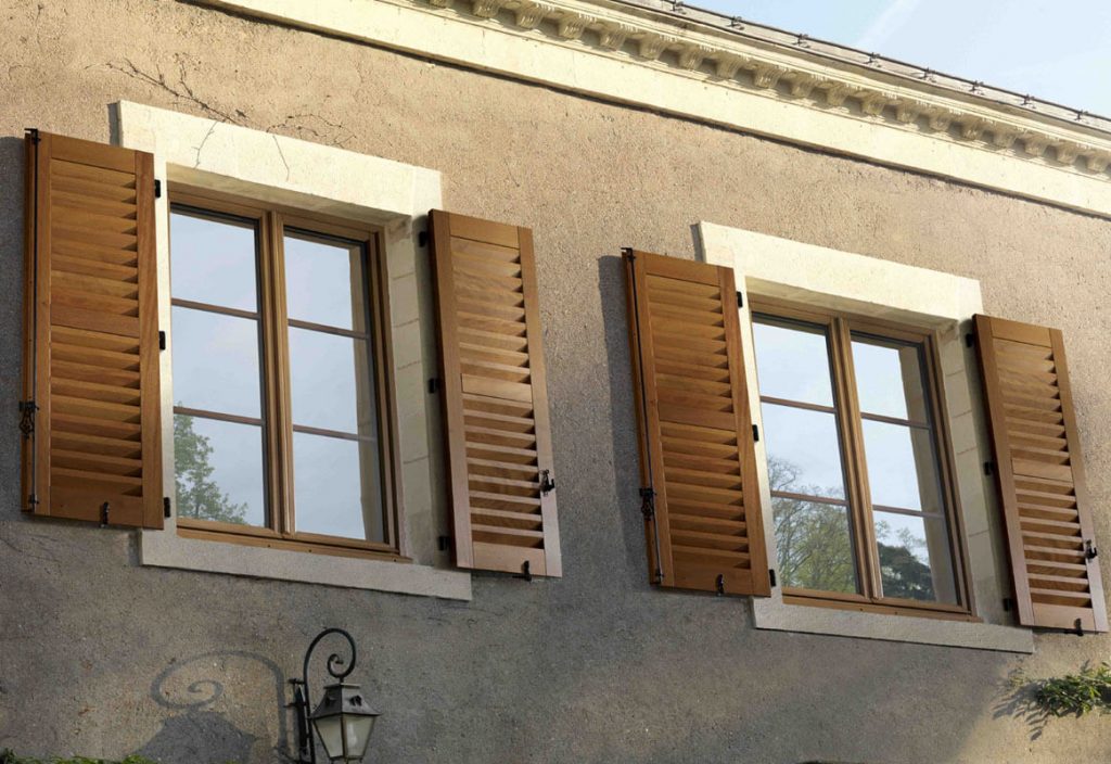 Brown timber windows