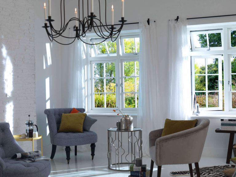 White flush casement windows