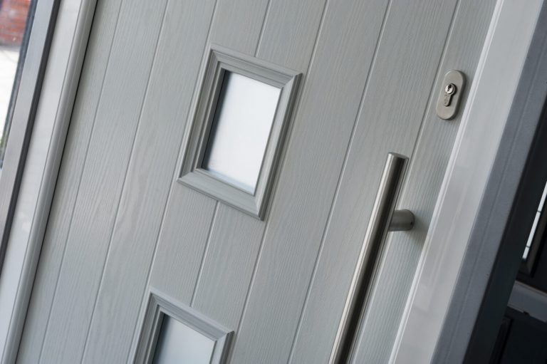 Grey composite entrance door