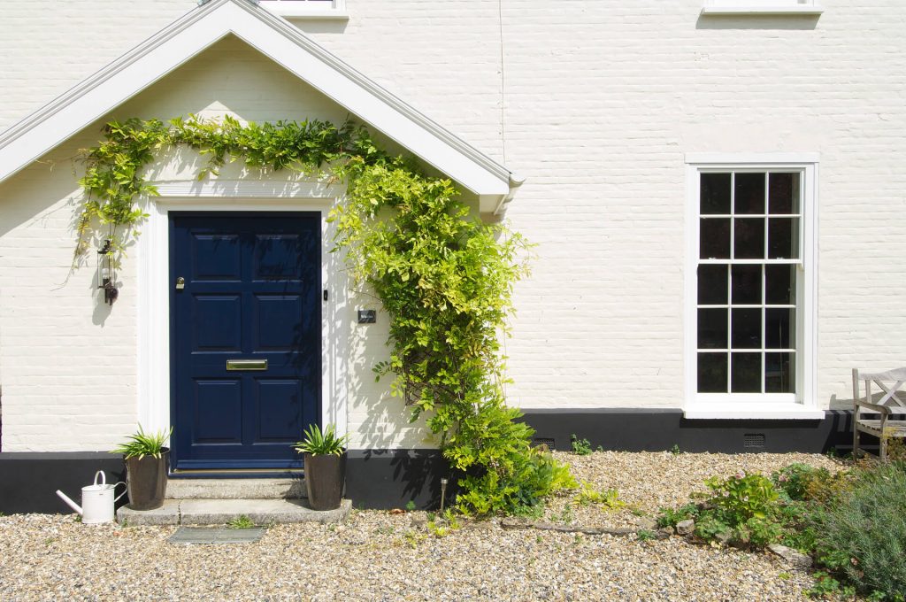 Navy timber front door