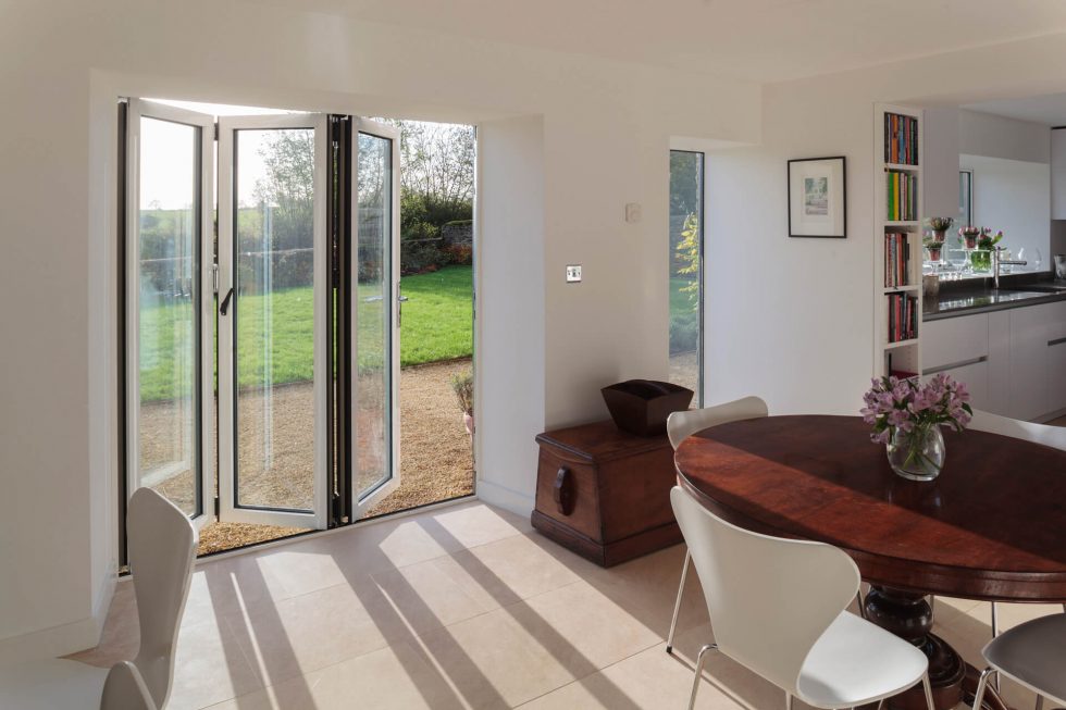 Small white bifold doors