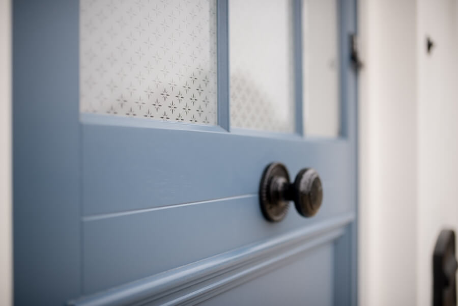 Blue timber door