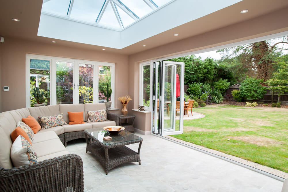 White bifold doors