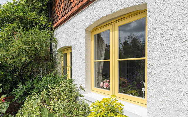 Yellow timber windows