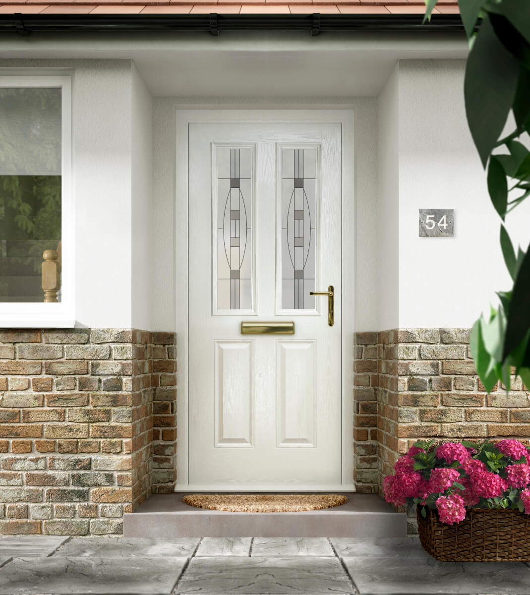 White aluminium entrance door