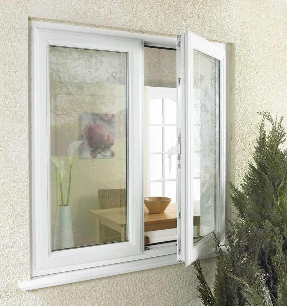 white casement windows with yale locks