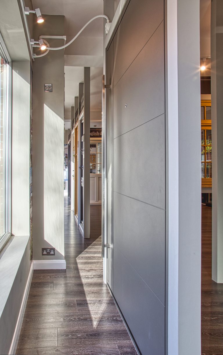 Door showroom with lots of doors.