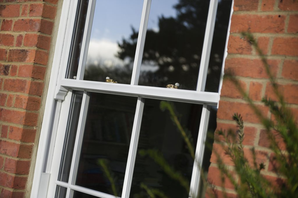 Close white sash window in Hampshire.