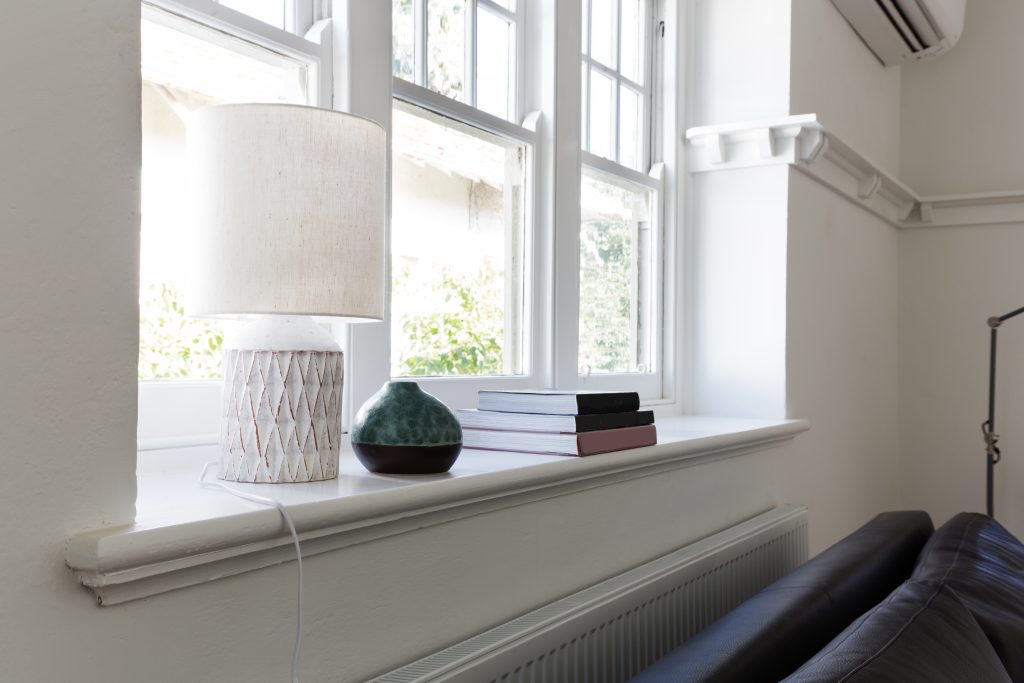 interior shot of white vertical sliding upvc sash windows
